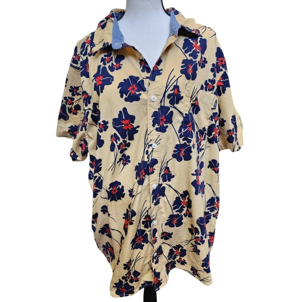Hurley Size 2X Casual Button Front Short Sleeve Shirt